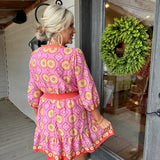 Pink Smocked Back Mini Dress