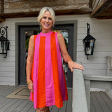 Pink and Orange Stripe Dress
