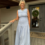 Gingham Shirring Maxi Dress