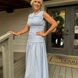Gingham Shirring Maxi Dress
