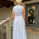 Gingham Shirring Maxi Dress