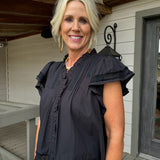 Black Lace Trim Blouse