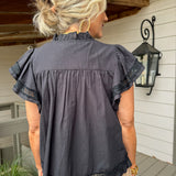 Black Lace Trim Blouse