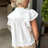 White Lace Trim Blouse