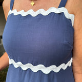 Navy Rick Rack Trim Maxi Dress