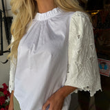 Palmer White Eyelet Top