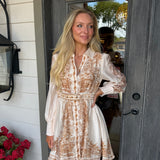 Caroline Cream Mini Dress w Belt