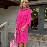 Fuschia Botton Front Dress