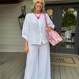 White Smocked Hi Waist Pant