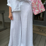White Smocked Hi Waist Pant