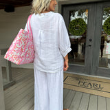 White Smocked Hi Waist Pant