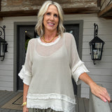 Beige Mesh Top
