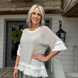 Beige Mesh Top
