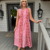 Pink Block Print Sundress