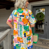Short Sleeve Pattern Mini Dress