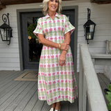 Pink Floral Button-Down Midi