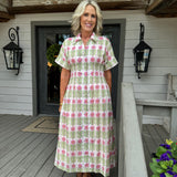Pink Floral Button-Down Midi
