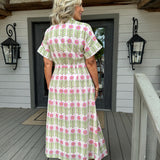 Pink Floral Button-Down Midi