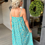 Aqua Tan Strap Maxi Dress