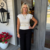 Ari Wide Leg Cropped Fringe Belted Pant