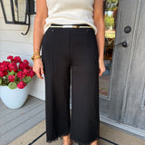 Ari Wide Leg Cropped Fringe Belted Pant