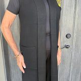 Black Open Knit Cardigan