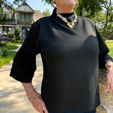 Carly Black Mock Neck Top