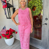 Emily Pink Eyelet Pant Set