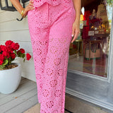 Emily Pink Eyelet Pant Set