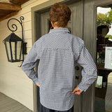 Navy Fringe Lawn Top