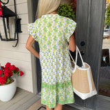 Lemon Block Print Floral Mini