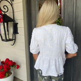Elena White Peplum Top