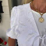 Elena White Peplum Top