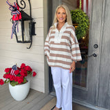 Hannah Brown Striped Zip Top