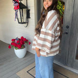 Hannah Brown Striped Zip Top - Curvy