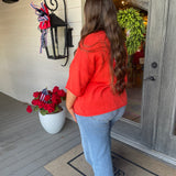 Red Short Sleeve Knit Top - Curvy