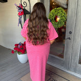 Lindsey Pink Stripe Maxi - Curvy