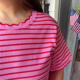 Lindsey Pink Stripe Maxi - Curvy