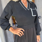 Suzy Black Pleated Midi Dress