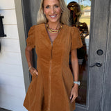 Camel Corduroy Mini Dress