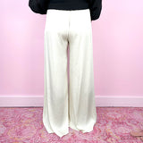 Ivory Poly Silk Wide Leg Pants