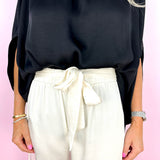 Ivory Poly Silk Wide Leg Pants