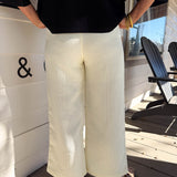 Ivory Tweed Pleated Pants