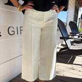 Ivory Tweed Pleated Pants