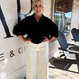 Ivory Tweed Pleated Pants