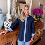Katherine Navy + Powder Top