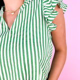 Leigh Lined Up Green Top