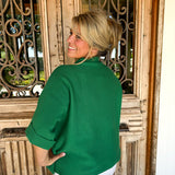 Mock Neck Green Sweater Top