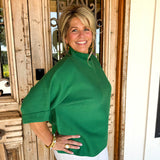 Mock Neck Green Sweater Top