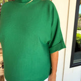 Mock Neck Green Sweater Top